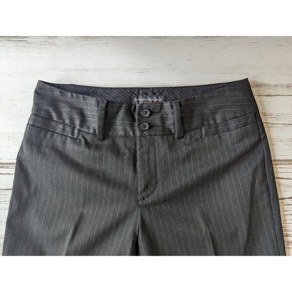 Banana Republic Factory Black Pinstripe High Waist Trouser Pants sz 2 - Picture 4 of 6